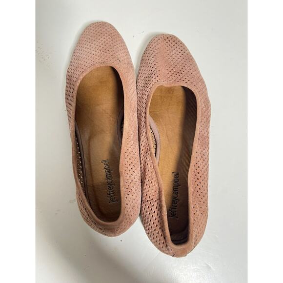 Jeffrey Campbell EUC Pink Suede Luella Perforated Ballet Flat Shoe Size 9 - Picture 4 of 7